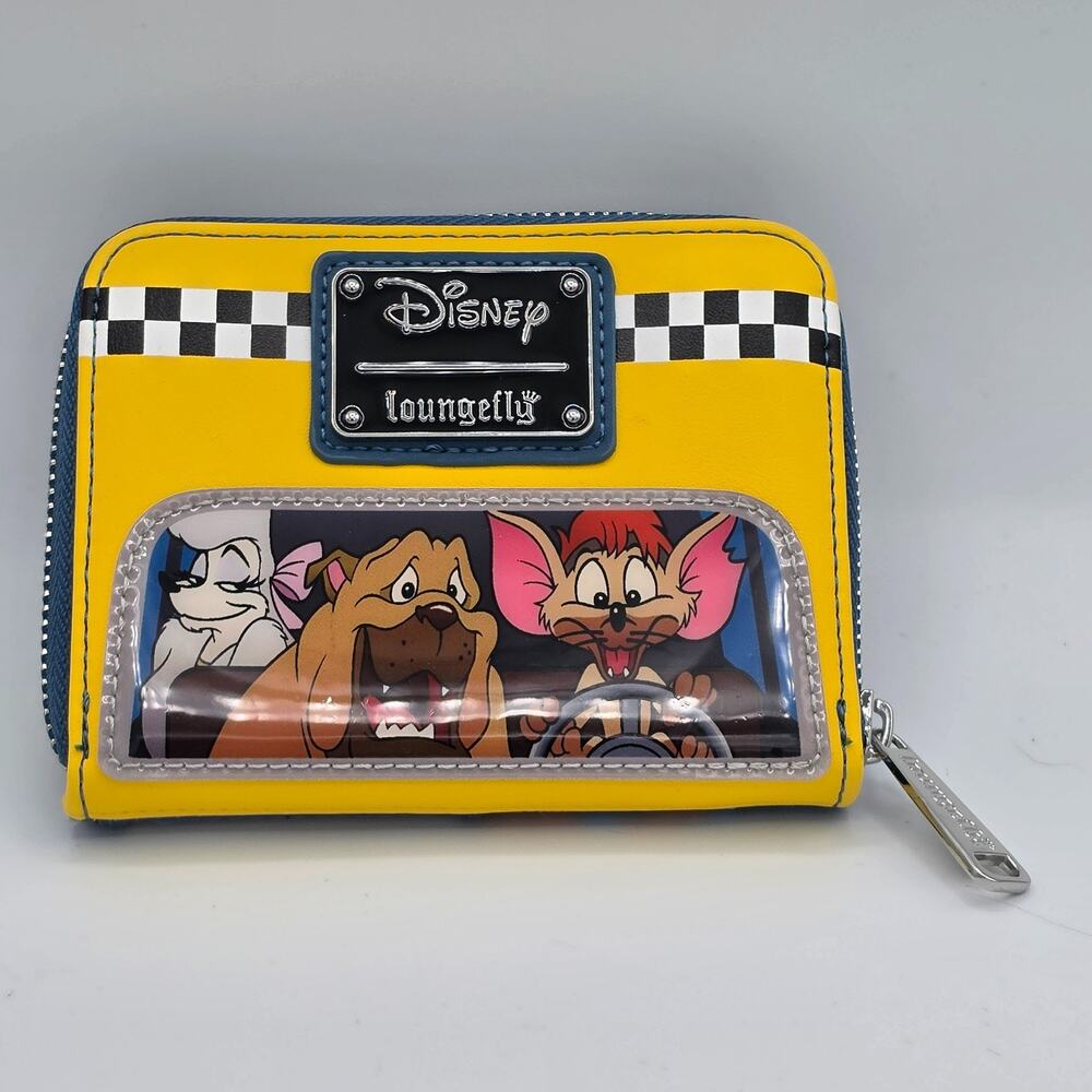Disney Loungefly Oliver & Company Dodger Taxi Zip Around Wallet Yellow Blue